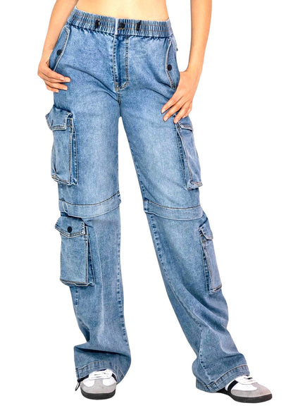 Elastic Waist Band Cargo with Drawstring