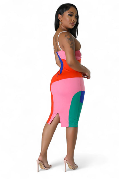 Multicolor Bra Cup Midi Dress