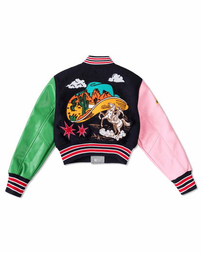 Wild and Free Cropped Varsity Jacket {Vegan Leather Sleeves}